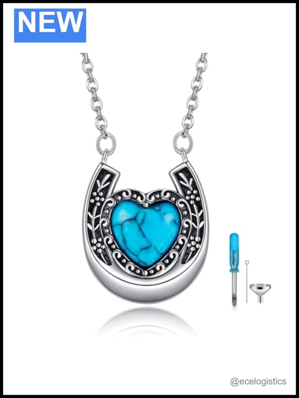Sterling Silver Horseshoe Urn Pendant Necklace 925 Memorial Jewelry Women